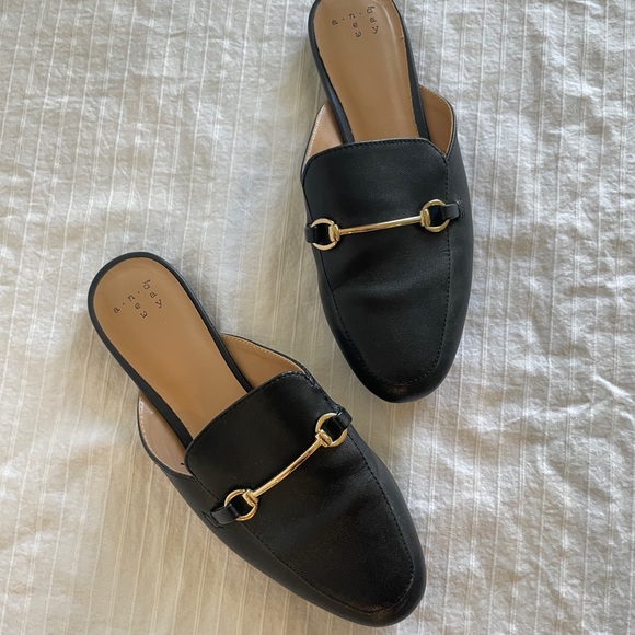 A new day | Black Gold Accent Slip On Mule Flats - Picture 5 of 6